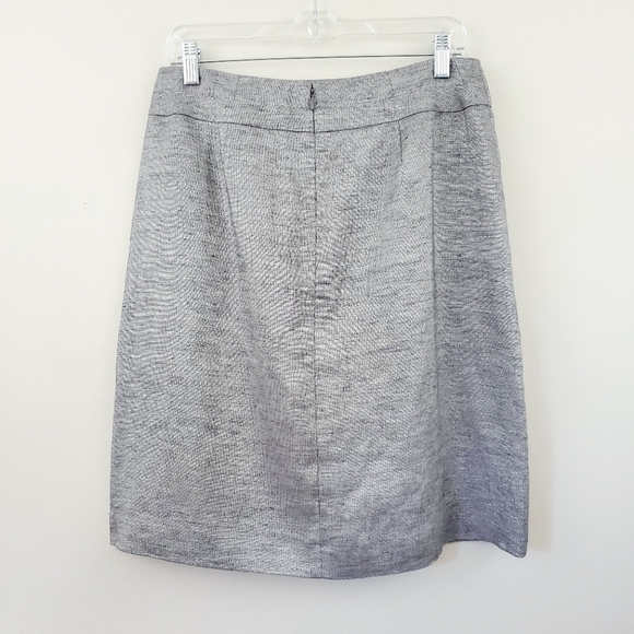 Talbots | Gray Metallic Linen A-Line Pleated Skirt - Picture 4 of 6